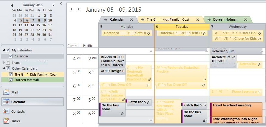Outlook Multiple Calendar View